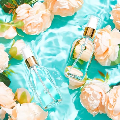 Roshtia 30 Pcs 2 oz/ 60 ml Clear Glass Spray Bottle Refillable Perfume Atomizer Clear Decorative Empty Bottles with Fine Mist Sprayer Pump for Face Body Travel