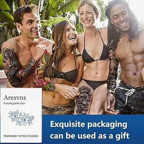 Aresvns Temporary Tattoos for Men and Women,Waterproof and Long Lasting Sleeve Tattoos for Adults, Full Arm Fake Tattoos for BBQ Pool Beach Party