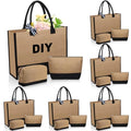 18 Pcs Burlap Tote Bags Bulk and Makeup Bag Set Large DIY Jute Tote Personalized Gift for Wedding Bridesmaid Women