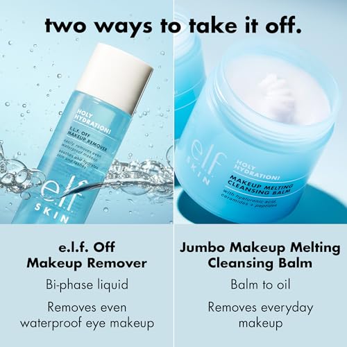 e.l.f. SKIN Mini Holy Hydration! Makeup Melting Cleansing Balm,Face Cleanser & Makeup Remover,Infused with Hyaluronic Acid to Hydrate Skin,0.45 Oz,(Pack of 2)