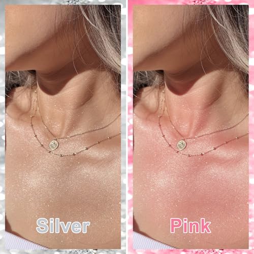 Hair and Body Glitter Spray, Holographic Glitter Highlighter Powder, Hairspray for Clothes, Face Body Shiny Glitter, Loose Shimmer Hairspray Festival Rave Prom Accessories, 4.22 Fl Oz (Silver)