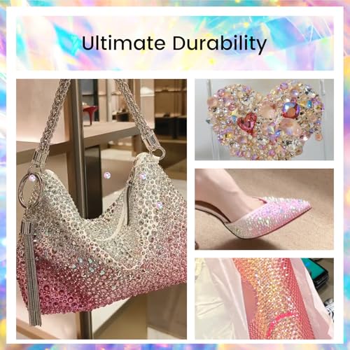 Novani Pink AB Rhinestones Glass Rhinestone for Crafts Flatback Crystals Gems and Rhinestones for Nails Art Makeup Face Clothes Shoes Decoration DIY(SS20, 1440pcs, Pink AB)
