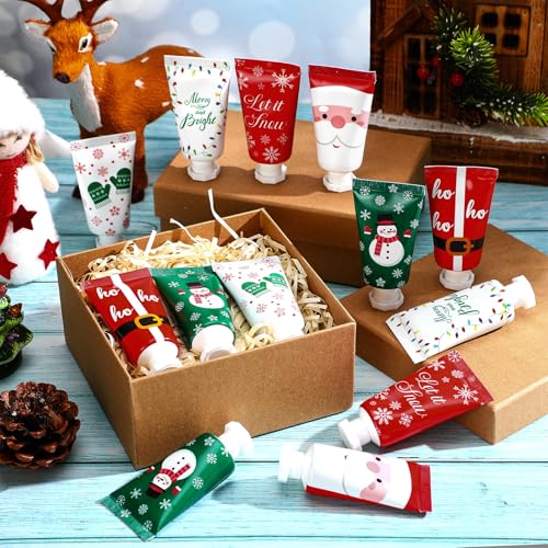 24 Pieces Secret Santa Gift Set: Mini Christmas Hand Cream Travel Size Lotion Bulk Holiday Stocking Stuffers Appreciation Gifts for Women Employee Coworker Staff 30ml 6 Natural Plant Fragrance