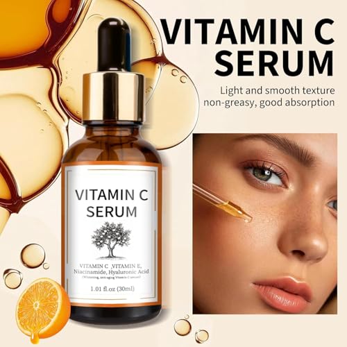 Vitamin C Brightening Serum with Hyaluronic Acid & Vitamin E ? Dark & Even Skin Tone for Women (30ml/1.01 fl.oz.)