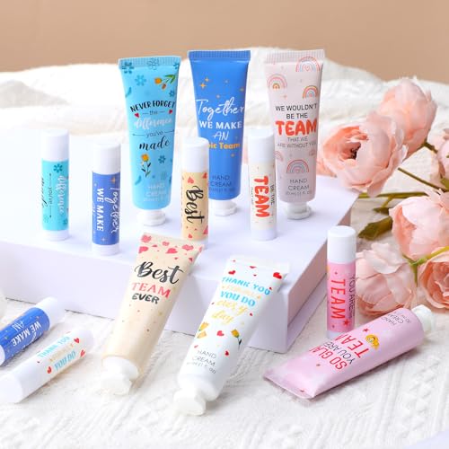 72set/288pcs Best Team Ever Gifts Team Appreciation Thank You Gifts for Coworkers Women Employee Appreciation Gift Party Favors Basket Stuffers Items Travel Hand Lotion and Lip Balm Set