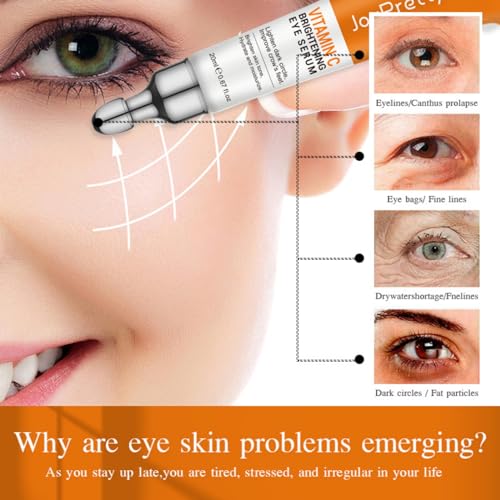 New JoyPretty Vitamin C Brightening Eye Serum,Eye cream,Anti Aging Serum with Vitamin C, Niacinamide and Hyaluronic Acid,Remove for Dark Circles Puffiness Under Eye Bags Fine Line Crow's Feet (2)
