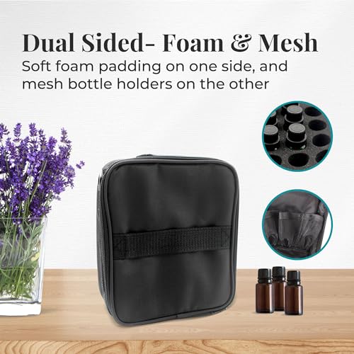 Your Oil Tools Versatile Essential Oil Storage Carrying Case- Holds 42 Bottles for 5ml, 10 ml, 15ml, 20ml and 100ml- Essential Oil Travel Case Storage Bag with Handle and Shoulder Straps ? Black