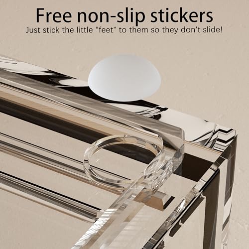 5 Pack Stackable Storage Drawers, Clear Plastic Organizer Bins with Pull-out Handle for Makeup, Ideal for Vanity, Bathroom, Undersink, Cabinet, Pantry Organization