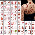 60 Sheet Halloween Zombie Scars Tattoo Stickers - Fake Scab Blood Special Fx Costume Makeup Props for Masquerade Party Prank Decorations