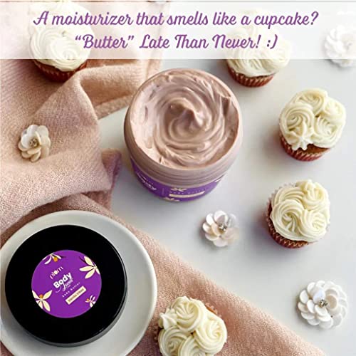 Plum Vanilla Body Butter for Dry Skin, With Shea Butter & Sunflower Oil, Deep Moisturizing Body Cream Lotion with Brazilian Seed Oil & Vitamin E, Non Sticky & Mineral Oil Free, 7.05 Oz