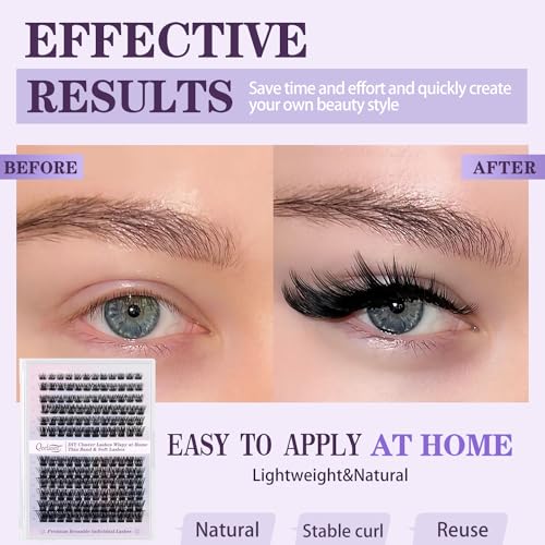 Fluffy Cluster Eyelash Extensions Qeelasee Mink Individual DIY 80D Volume 0.07D Eye Lash Clusters 144pcs Mix8-18mm at home Lash Extensions(80D-0.07D,8-18MIX)
