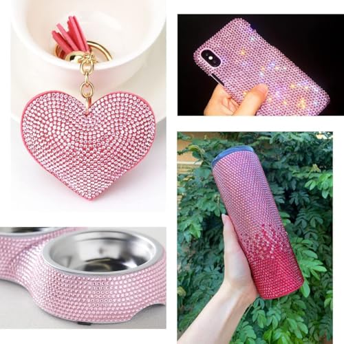2 Big Boxes Pink Resin Pearls and Rhinestones w B7000 Glue for Bedazzling Crafting Flatback Stones Gems Diamonds Half Pearls Bedazzler Kit for Nails Eyes Face Makeup Tumblers Bottles Crafts