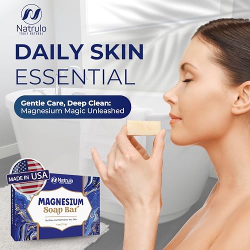 Dead Sea Magnesium Soap Bar ? Deep Cleansing, Moisturizing Body Soap for Dry Itchy and All Skin Types ? Shower Soap Soothes Muscles and Joints ? All-Natural Exfoliating Face and Body Wash Made in USA