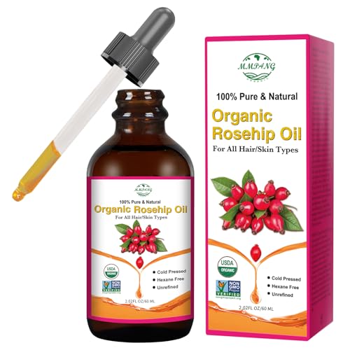 Organic Rosehip Oil for Face & Skin ? USDA Certified, Cold Pressed, Unrefined Rose Hip Seed Oil for Anti-Aging, Scars, Moisturizing, Hair, Nails & Gua Sha Massage, 2 fl oz (60 ml)