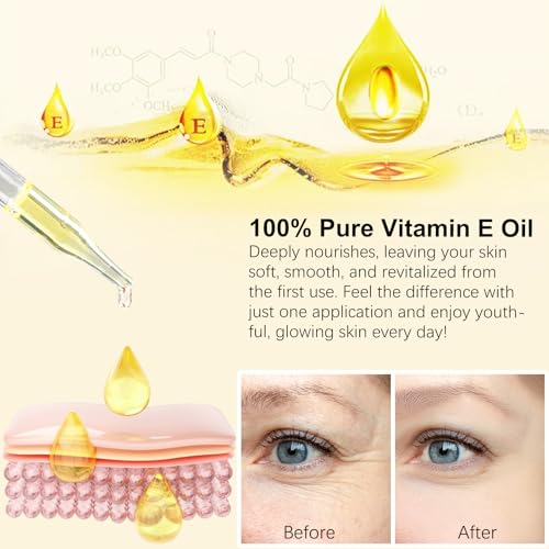 Vitamin E Oil for Skin - 75,000 IU | Vitamin E Oil for Scars, Stretch Marks, Wrinkles, 100% Natural d-Alpha Tocopherol for Face & Hair, Moisturizing Anti-Aging (120 ML)
