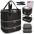 Nail Polish Organizer Bag, 3 Layers Nail Kit Organizers and Storage Case Holds 84 Bottles(15ml/0.5fl.oz)& Nail Lamp, Large Shoulder Bag Travel Carrying Case Box for Nail Supplies