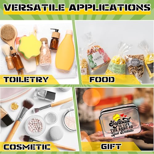 12 Pcs 8 x 6 x 2.4'' Softball Makeup Bag Cosmetic Bag Softball Gifts for Team Clear PVC Bags Softball Goodie Bag Stuffers Accessories for Women Cheer Case Toiletry Zipper Pouch Team Party Favors