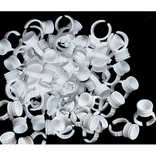 Pigment Rings - 100PCS Tattoo Rings Cups Disposable Makeup Rings Tattoo Glue Holder,Tattoo Ink Ring Adhesive Makeup Glue Rings Palette Plastic Nail Art Eyelash Extension Rings (Medium 100pcs)