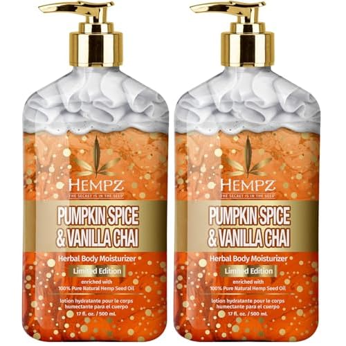 Limited Edition Pumpkin Spice & Vanilla Chai Herbal Moisturizing Body Lotion (17 oz) ? Fall Scented for Women or Men with Dry or Sensitive Skin - Hydrating Moisturizer for Daily Radiance , (Pack of 2)