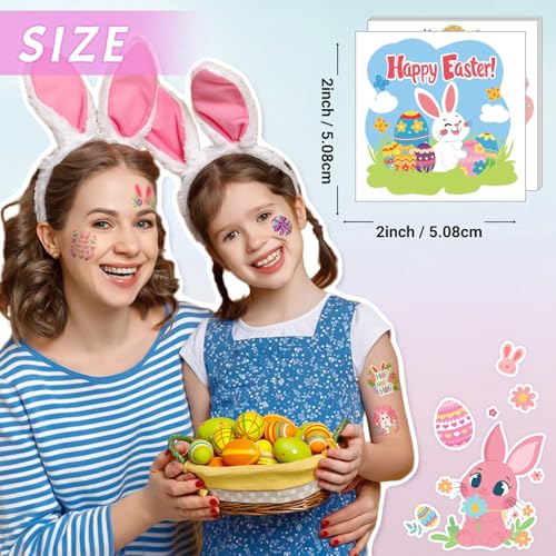 117PCS Easter Temporary Tattoo for Kids Boy Girl Women,Bunny Egg Chick Baskets Fake Tattoos Stickers for Easter Holiday Party Favor Decor