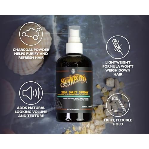 Suavecito Sea Salt Spray - Natural Hair Volume and Texture with Light Flexible Hold for Men, Alcohol & Paraben-Free, 8 oz