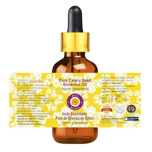 d?ve herbes Celery Seed Essential Oil (Apium graveolens) with Glass Dropper | Pure | Non-Sticky | Non-Greasy | Lightweight | Men & Women | All Skin Types | Steam Distilled 30ml (1 oz)