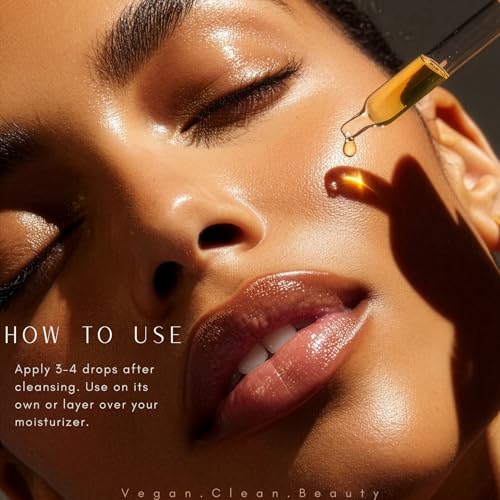 Vitamin C + Squalane Night Facial Oil ? Hydrating - Nourishing Botanical Blend with Rosehip, Marula, Camellia & Bakuchiol for Soft, Glowing Skin