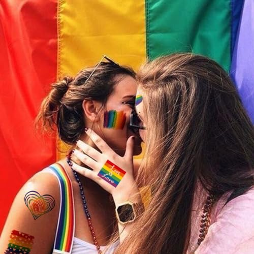 Rainbow Temporary Tattoos 148 Individually Sheets - Pride Tattoos Heart Lips Love Rainbow Tattoos for Pride Festivals