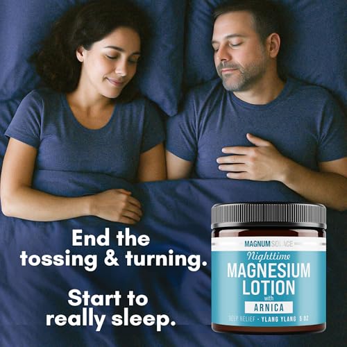 Magnum Solace Nighttime Magnesium Lotion with Arnica ? Soothing Relief & Relaxation, Highly Concentrated Magnesium for Muscles & Joints ? Apply to Legs or Feet Before Bed ? Skin-Friendly