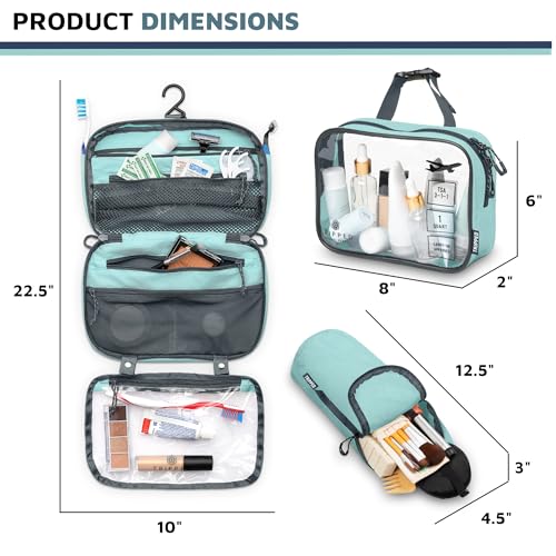 Toiletry Bag Kit Set: Hanging Travel Toiletry Bag + 311 TSA Cosmetic Liquid Bag + Ultralight Accessory Organizer Pouch