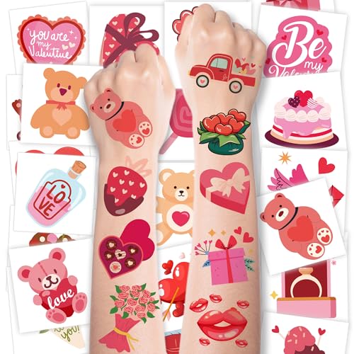 Valentines Party Favors - 150 PCS Tattoos for Kids Him Her |Valentine Day outfit Women - Valentine's Day Crafts Games Accessories Supplies - Valentines Shirts Pajamas Dress for Adult