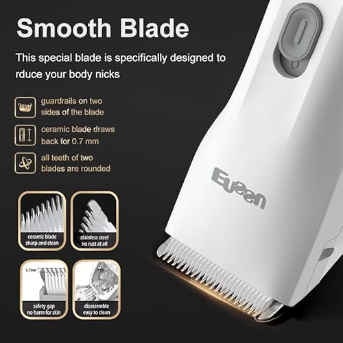 Electric Body Hair Trimmer for Men, Handy Ball Trimmer Groin & Pubic Hair Trimmer for Men, Rechargeable Waterproof Body Shaver Groomer for Men for Travle, White