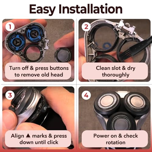 8 Pcs SH30/52 Replacement Heads Compatible with Norelco Shaver Series 1000, 2000, 3000, Dual-Ring Blade Precision