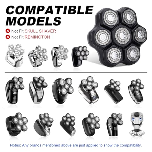 7 Blades Head Shaver Replacement Heads - Magnetic Shaver Replacement Heads - Universal Replacement Heads 2pcs
