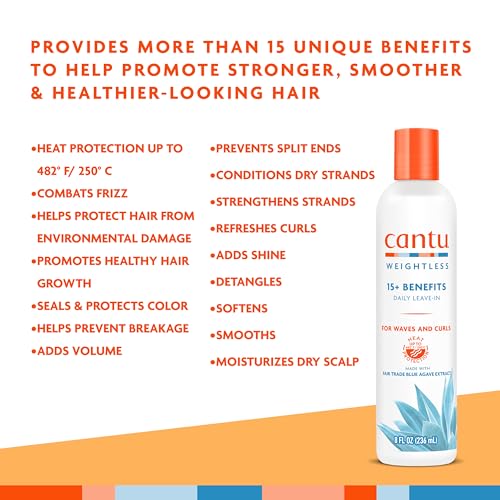 Cantu Weightless Daily Leave-In Cream, 8 fl oz, (Pack of 2)