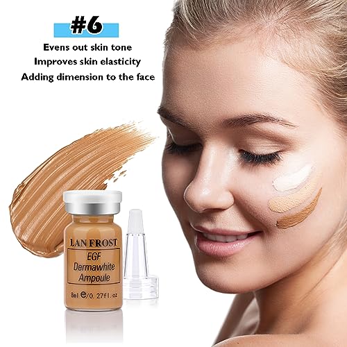 BB Pigment Serum Starter KitHyaluronic Acid Serum Foundation Skin Care Kit 8ml 12pcs, contains Niacinamide, Semi-Permanent Pigments Brown Concealer Darkest Tone Anti-Aging Foundation #6