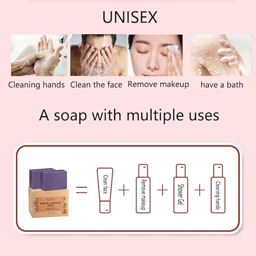 Lavender Bar Soap and Hemp Oils Soap Bar for Body & Face,Soothing and Smoothing the Skin,Moisturizing,Softer Skin,Natural Handmade,Gentle Cleanser Beauty Bar,Men and Women,2x120g