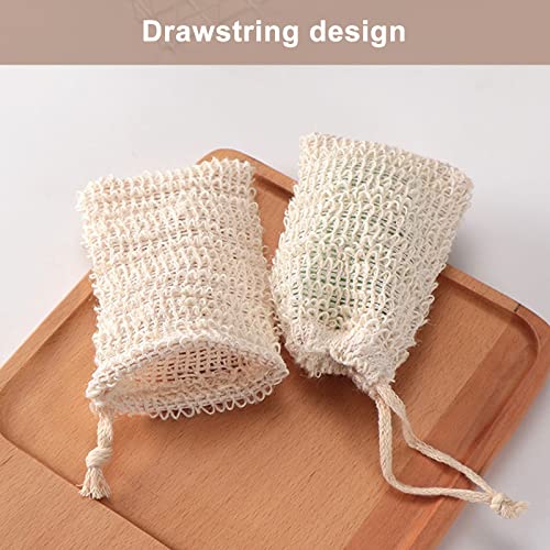 15 Pack Soap Bag, TACYKIBD Natural Sisal Soap Saver Bag with Drawstring, Exfoliating Soap Pouch for Foaming Drying Soap Mesh for Message Peeling Bath Shower Scrubber Use