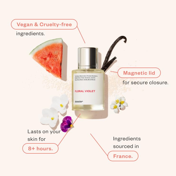 Dossier - Floral Violet - Eau de Parfum - Inspired by M.Jacobs Daisy - Perfume Luxury - Paraben Free - Vegan - For Women - Fragrance 1.7 oz (Spray 50ml)