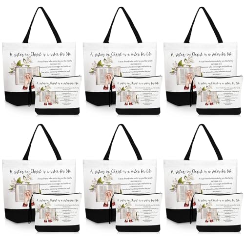Paterr Christian Tote Bags for Women, Bible Tote Bag and Canvas Makeup Bag Inspirational Gifts for Mother Sister Ladies Birthday Easter Holiday Friendship Gifts