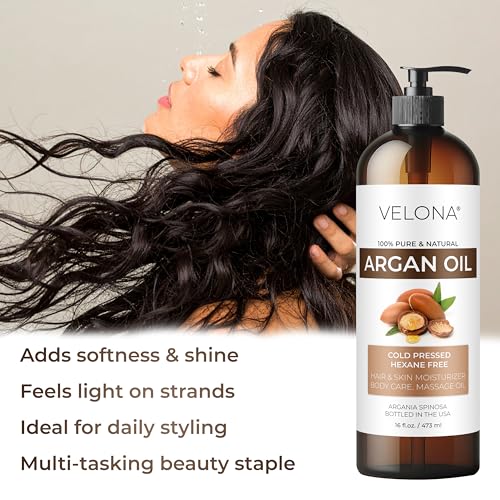 velona Argan Oil - 64 Fl Oz | 100% Pure and Natural | Morocco Oil | Skin, Body and Face Care | Nails Protector | Unrefined, Cold Pressed