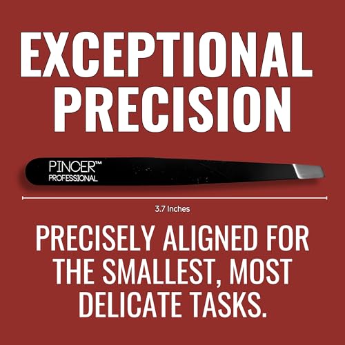 Pincer Professional Stainless Steel Grooming Set, Expert Tweezers with Slanted Tip and Nail Clippers