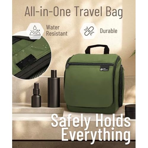 D&D Wanderlust D&D Hanging Toiletry Bag - Designer Travel Organizer for Makeup and Toiletries for Men and Women - Hang Case for Cosmetics and Toilet Accessories with Metal Swivel Hook
