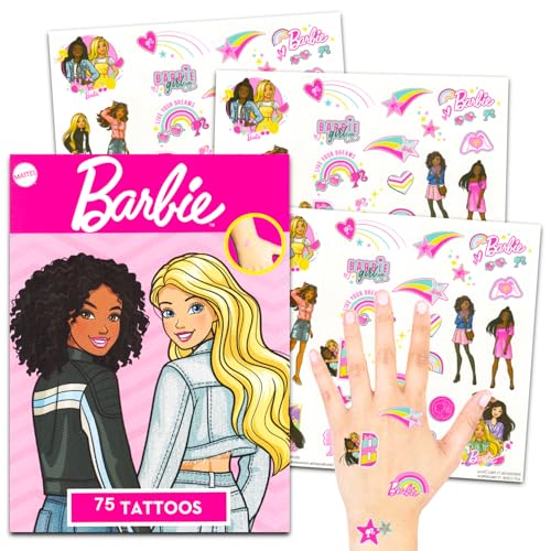 Barbie Tattoos for Girls Set - Bundle of 75 Barbie Temporary Tattoo Party Favors, Goodie Bag Fillers and More | Barbie Party Supplies for Girls