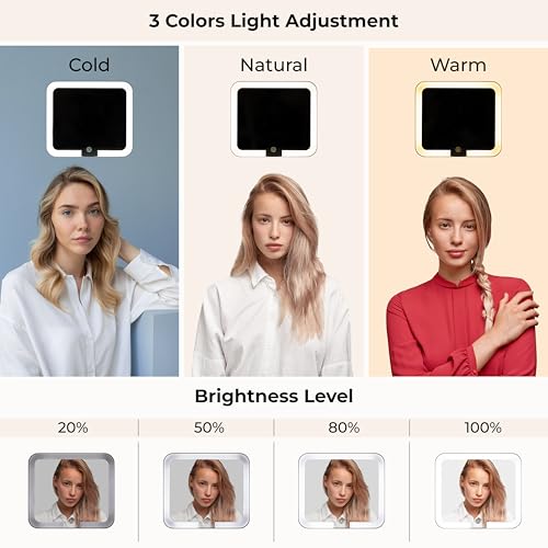 Makeup Bag with LED Mirror, PU Leather Makeup Case - 3 Adjustable Brightness Levels, Lighted Cosmetic Case with Mirror, Dividers - Make Up Portable Storage Travel Organizer with Handle