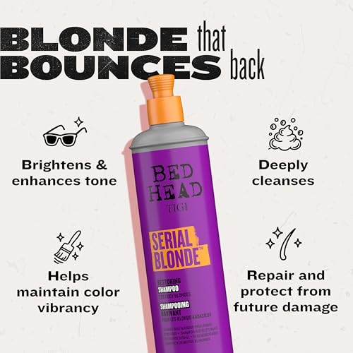 Bed Head by TIGI Serial Blonde Shampoo for Damaged Blonde Hair 13.53 Fl Oz (Pack of 2)