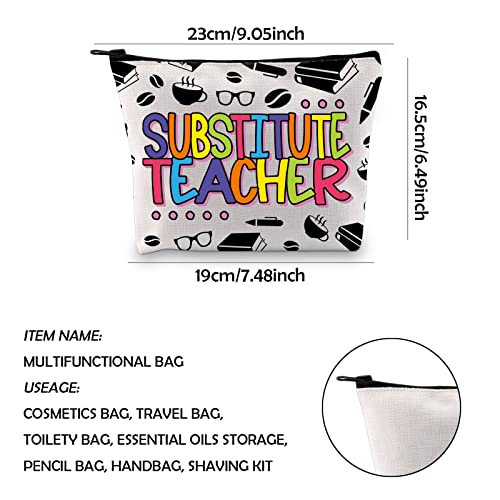 WCGXKO Teacher Gift Substitute Teacher Zipper Pouch Makeup Bag (SUBSTITUTE)