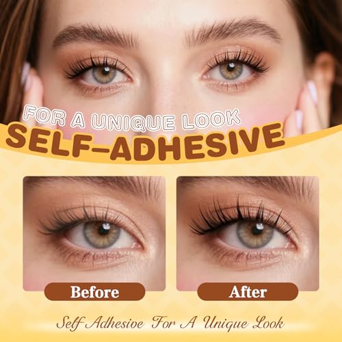 QUEWEL Self Adhesive Eyelashes, Pre Glued Eyelashes Clusters 90Pcs Manga Lashes No Glue Needed,D Curl Pre Glued Lashes With Tweezers for Cute Makeup ooks, Easy And Quick To Wear(ZZBP03)