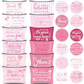 24 Sets Pink Bow Inspirational Makeup Bag with Compact Mirrors Bulk Canvas Cosmetic Bags Pink for Women Party Christmas Graduation