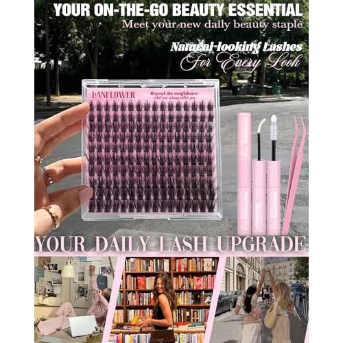 Wispy Lash Clusters Kit Natural Lash Extension Kit Manga Cluster Eyelash Extensions Kit CD Curly Eyelash Clusters Thin Band Individual Lashes Clusters by Lanflower